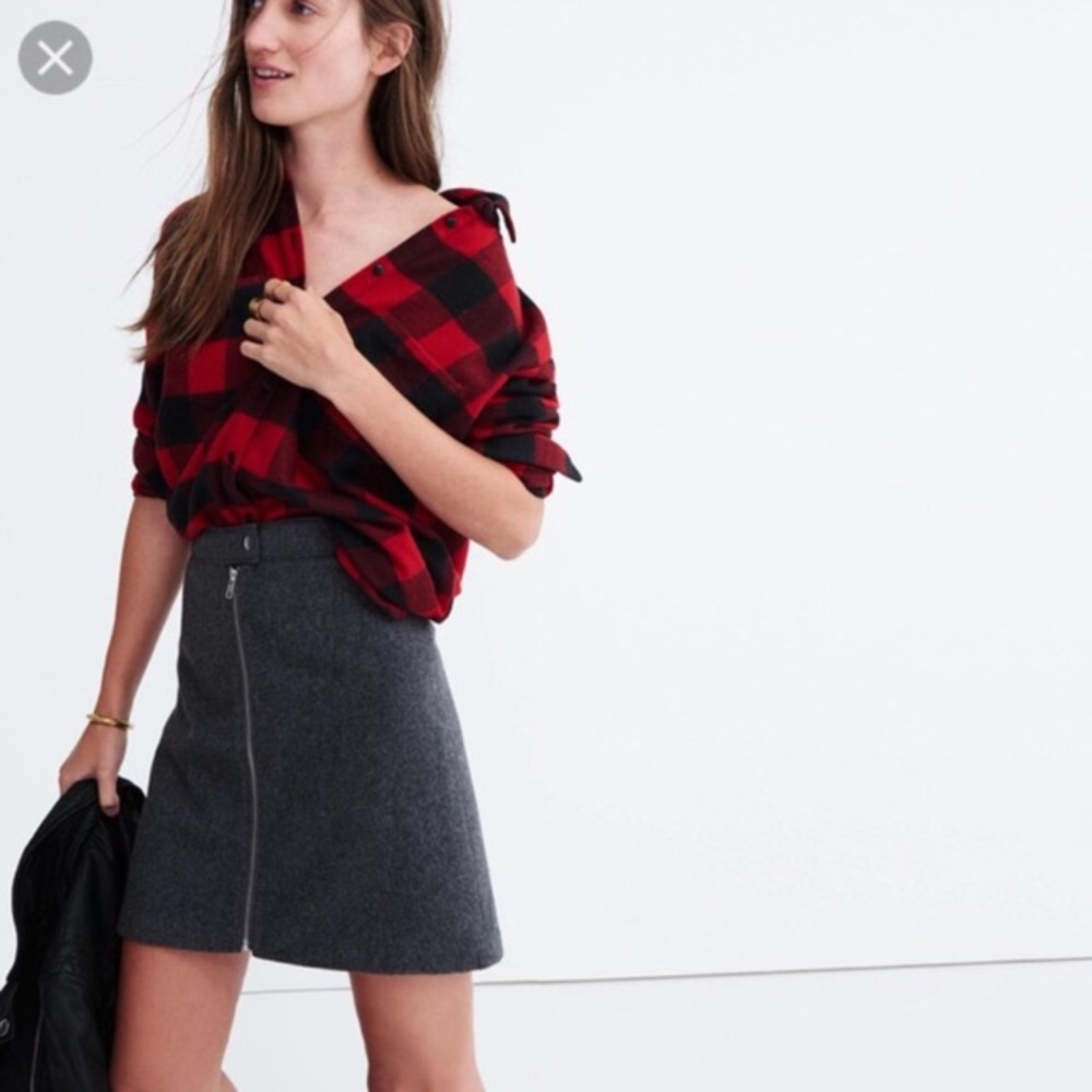 Like New: Madewell studio zip wool mini skirt gray - Picture 2 of 7